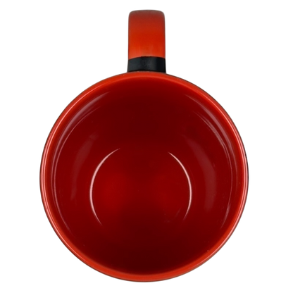 Spectrum Designz Day of the Dead cat mug top view showing empty glossy red interior and orange handle