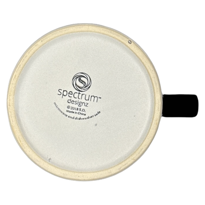 Spectrum Designz Halloween skulls bat mug underside showing Spectrum Designz logo beige rim and black handle