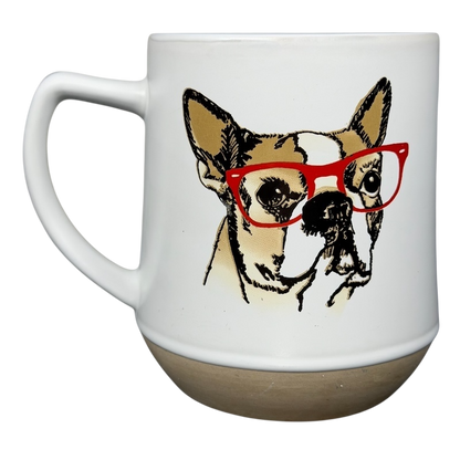 Whats Up Dawg Boston Terrier Mug Spectrum Designz featuring a dog with red glasses on a stylish ceramic mug