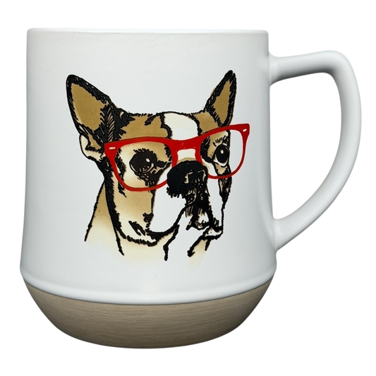 Whats Up Dawg Boston Terrier Mug Spectrum Designz featuring a dog in red glasses on a ceramic cup