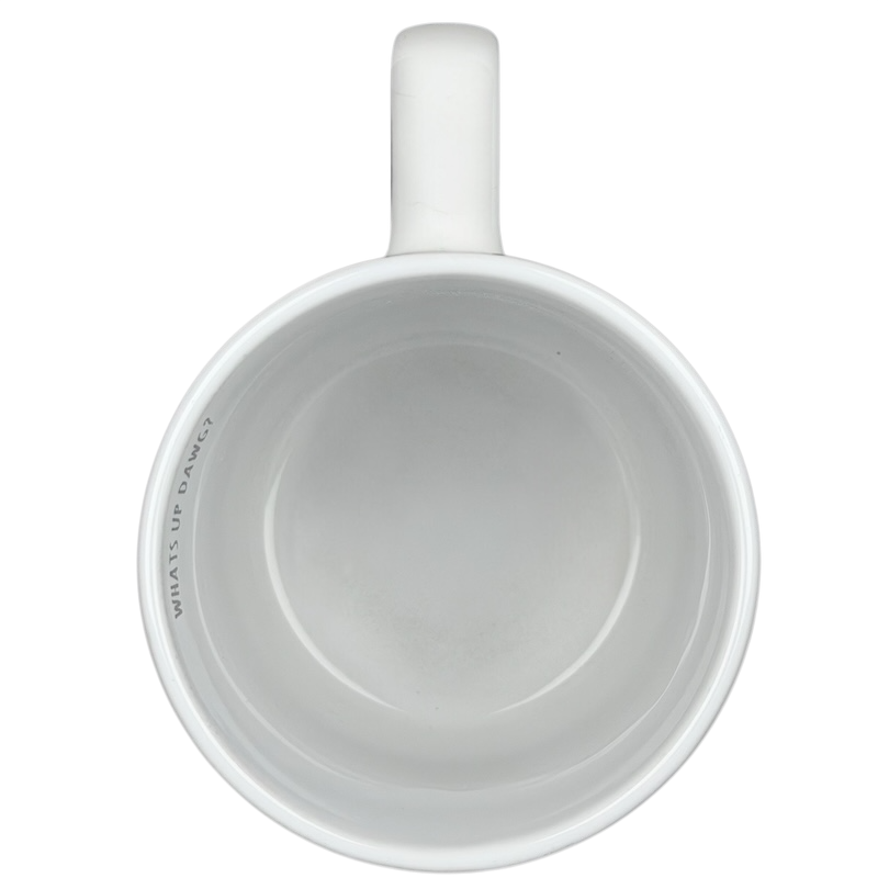 Inside view of Whats Up Dawg Boston Terrier Mug Spectrum Designz in clean white ceramic