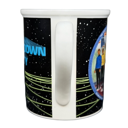 Beam Us Down Scotty vintage mug featuring colorful Star Trek design and iconic characters