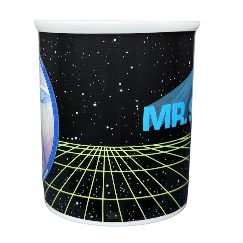 Mr. Spock Star Trek vintage mug featuring a space-themed design with vibrant colors