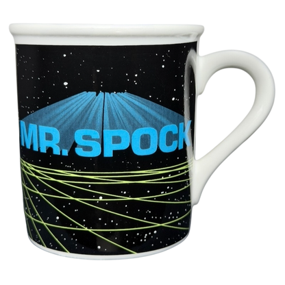 Mr. Spock Star Trek vintage mug featuring a starry background and vibrant colors