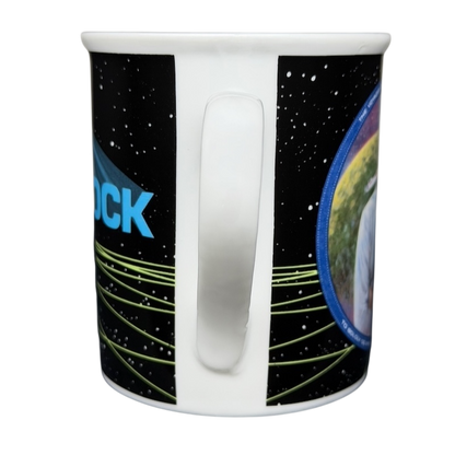 Mr. Spock Star Trek vintage mug featuring a space-themed design and an iconic character image