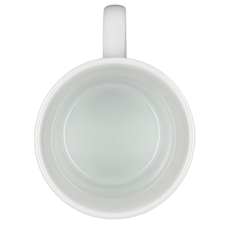 Top view of a Mr. Spock Star Trek vintage mug showcasing its clean and classic white design