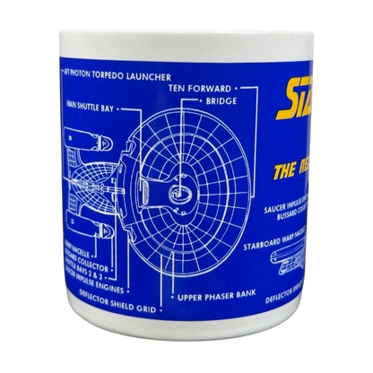 Star Trek The Next Generation U.S.S. Enterprise vintage mug featuring detailed starship schematics