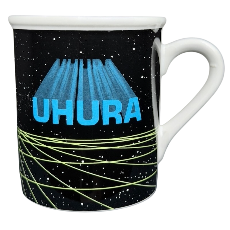 Uhura Star Trek collectible vintage mug featuring iconic graphics and space design