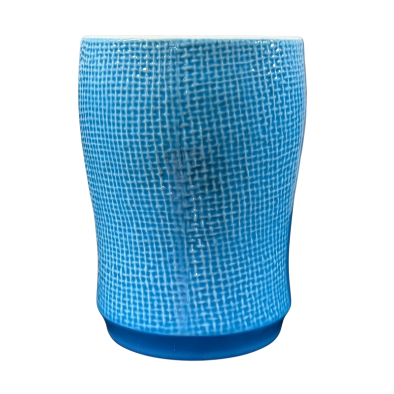 Starbuck svintage woven texture coffee mug in blue with detailed textured surface