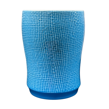 Starbuck svintage woven texture coffee mug in blue with detailed textured surface
