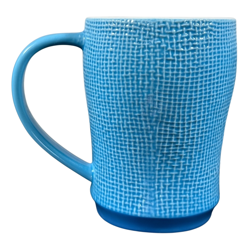 Blue Starbucks svintage woven texture coffee mug with detailed woven pattern and large handle