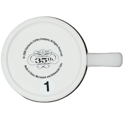 Bottom view of 2006 Starbucks 35th anniversary vintage Siren mug with manufacturer details