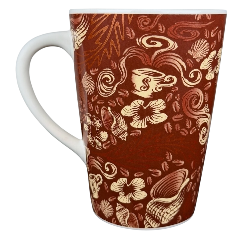 2006 Starbucks 35th anniversary vintage Siren mug in brown with floral design