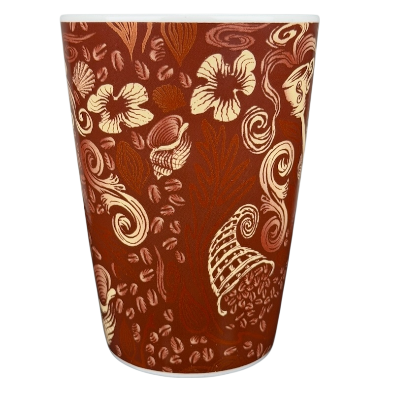 2006 Starbucks 35th anniversary vintage Siren mug with intricate floral and coffee bean designs