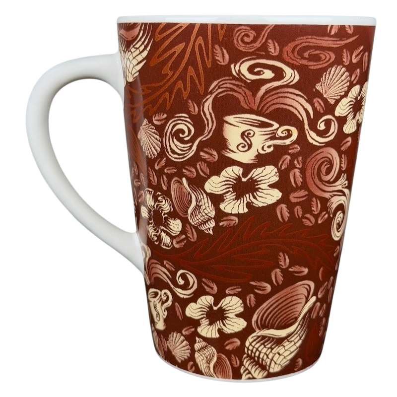 2006 Starbucks 35th anniversary vintage Siren mug featuring intricate floral and coffee designs.