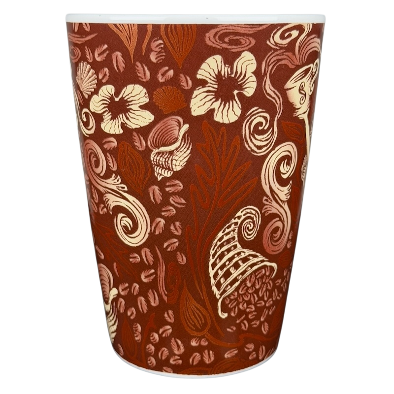 2006 Starbucks 35th anniversary vintage Siren mug featuring intricate floral designs in earthy colors