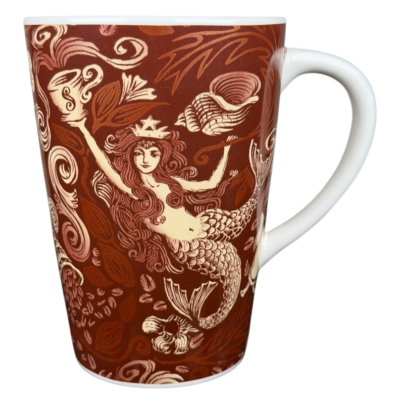 2006 Starbucks 35th anniversary vintage Siren mug featuring a detailed mermaid design in brown tones