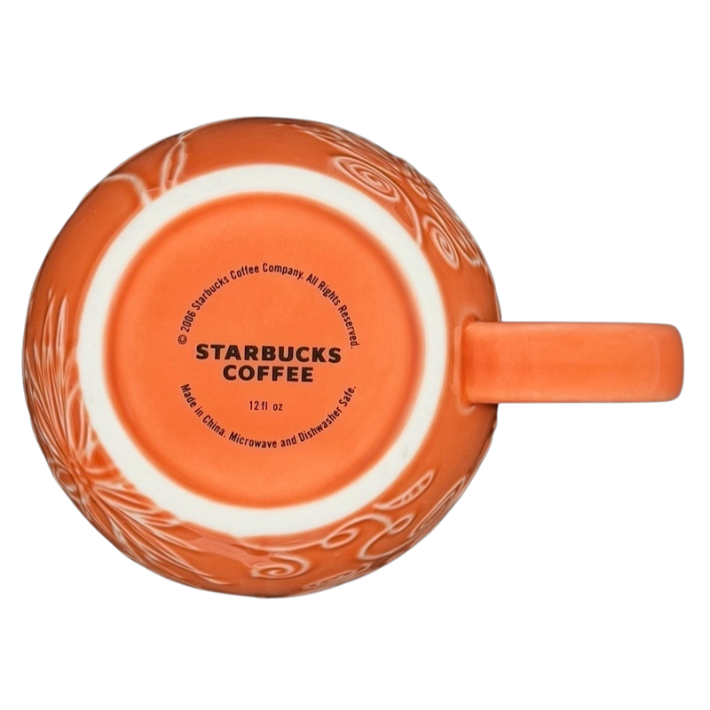 2006 Starbucks embossed coral flowers leaves mug with unique design and handle for coffee lovers