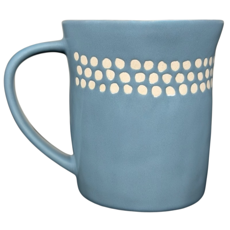 2008 Starbucks blue dotted vintage mug featuring a smooth ceramic surface and unique design