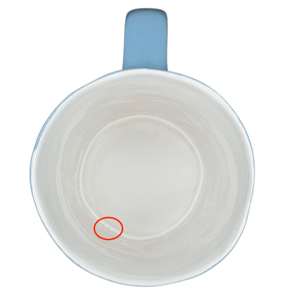 Inside view of 2008 Starbucks blue dotted vintage mug showcasing its smooth design and light blue handle