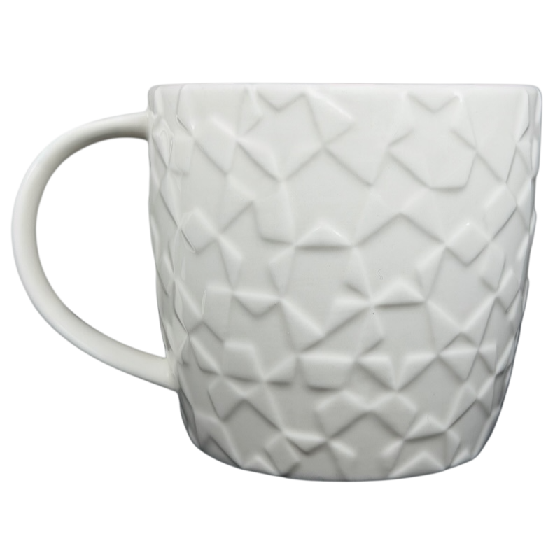2011 Starbucks Embossed Stars collectible mug with a textured white design perfect for coffee lovers
