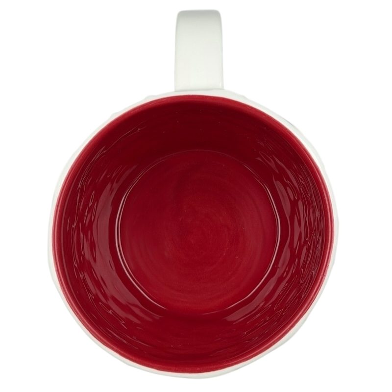 2011 Starbucks Embossed Stars collectible mug featuring a vibrant red interior design