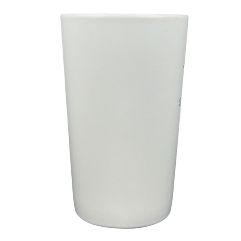 2011 vintage Starbucks 16 Grande mug plain white ceramic tall tumbler with matte finish front view