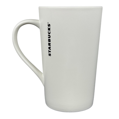 2011 vintage Starbucks 16 Grande mug white tall ceramic mug with vertical black logo and side handle