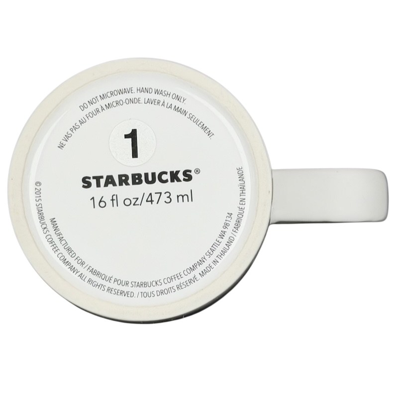 2015 Starbucks cat yarn collectible mug with a classic white design and comfortable handle