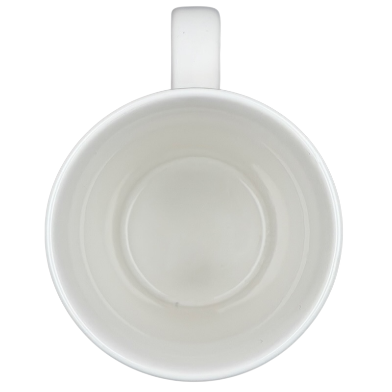 Inside view of the 2015 Starbucks cat yarn collectible mug with a smooth white finish