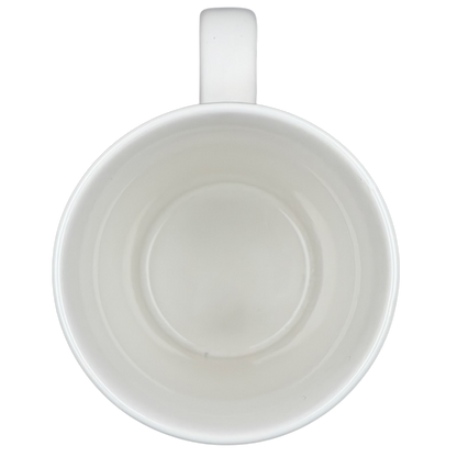 Inside view of the 2015 Starbucks cat yarn collectible mug with a smooth white finish