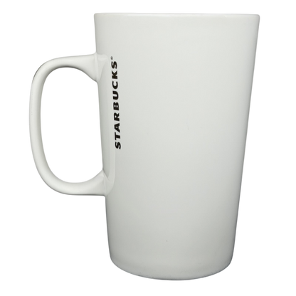 2015 Starbucks cat yarn collectible mug with a sleek white design and tall handle