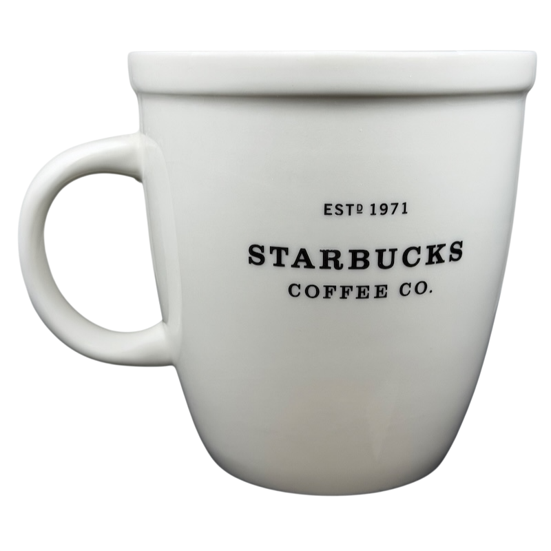 Starbucks Abbey ESTD 1971 New Bone China Mug 2009 with classic black logo and white finish