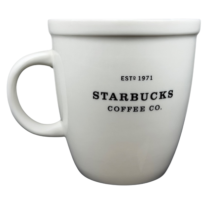 Starbucks Abbey ESTD 1971 New Bone China Mug 2009 with classic black logo and white finish