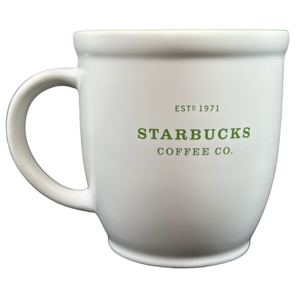 Starbucks Abbey Green Font ESTD 1971 Mug 2007 with classic white design and green lettering