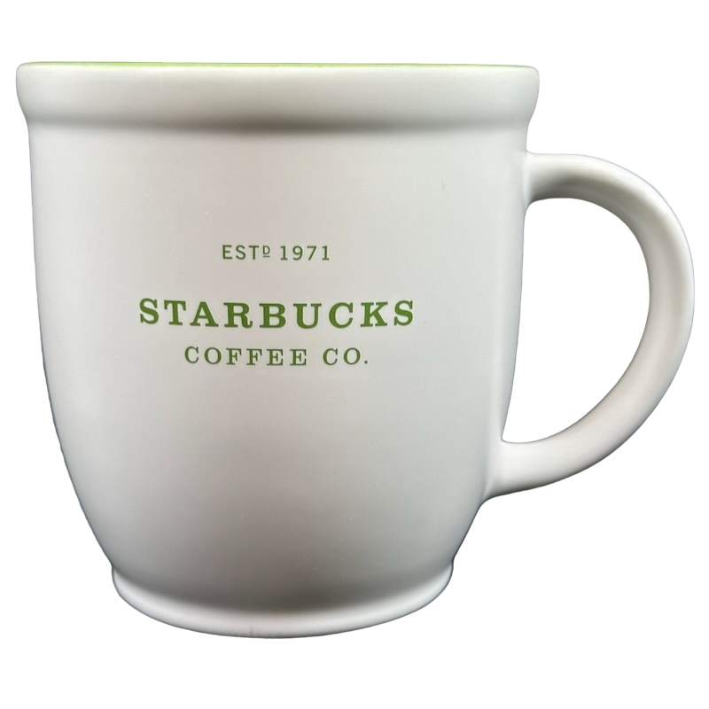 Starbucks Abbey Green Font ESTD 1971 Mug 2007 with a classic design and sturdy handle