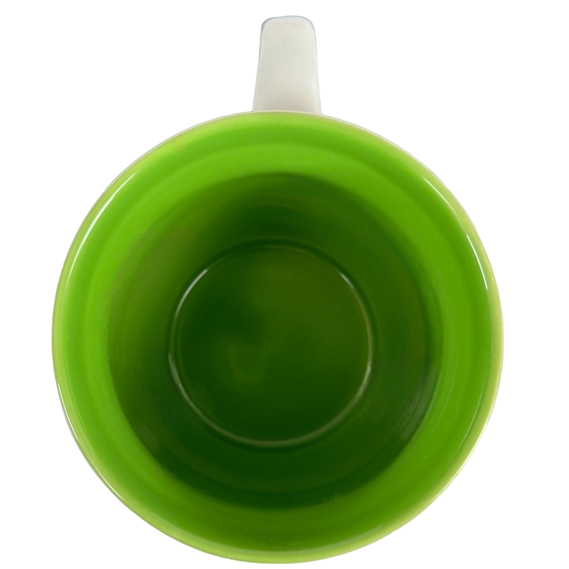 Starbucks Abbey Green Font ESTD 1971 Mug 2007 viewed from above with vibrant green interior