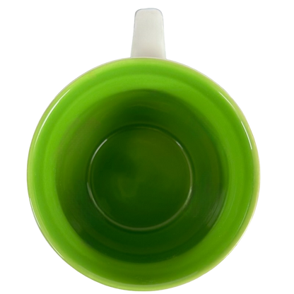 Starbucks Abbey Green Font ESTD 1971 Mug 2007 viewed from above with vibrant green interior