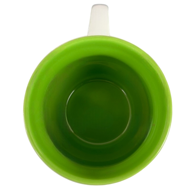 Inside view of the Starbucks Abbey Green Font ESTD 1971 Mug 2007 showcasing its vibrant green color