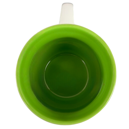 Inside view of the Starbucks Abbey Green Font ESTD 1971 Mug 2007 showcasing its vibrant green color