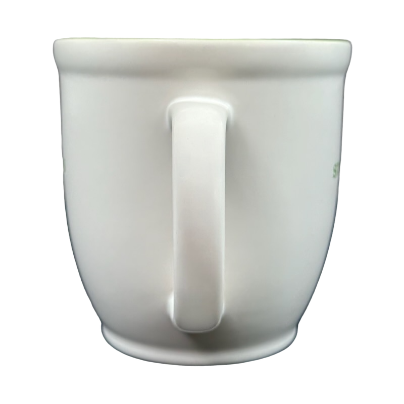 Starbucks Abbey Green Font ESTD 1971 Mug 2007 in white ceramic with a comfortable handle