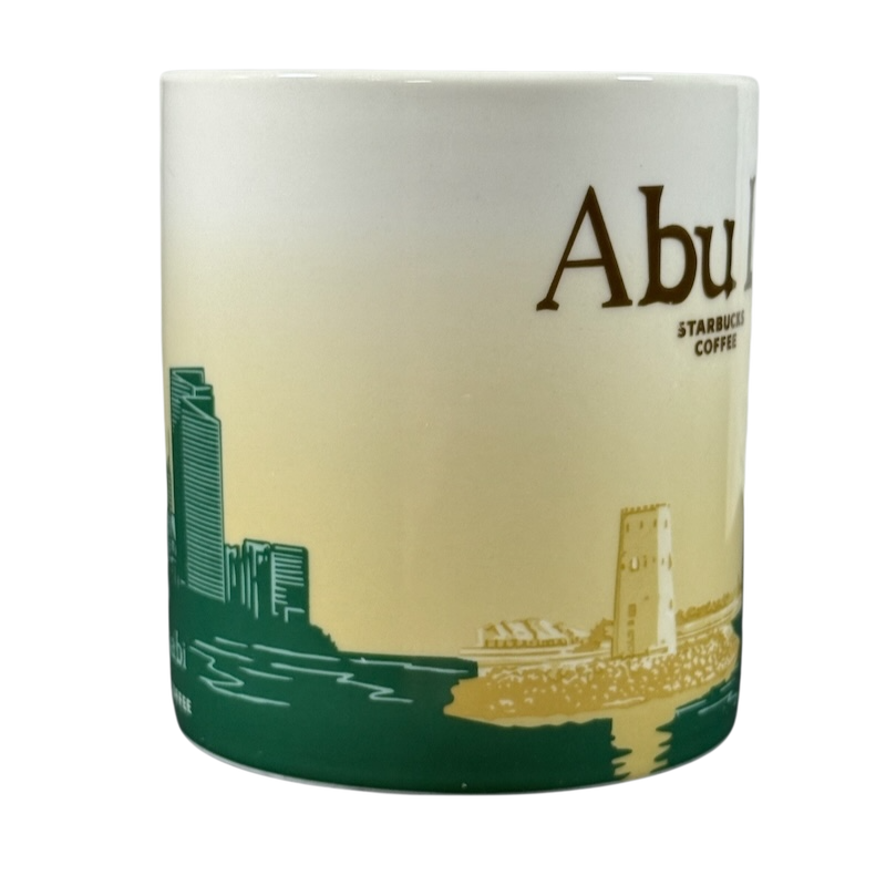 Abu Dhabi Starbucks mug 2014 featuring city skyline and traditional architecture design