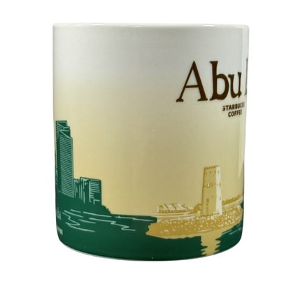 Abu Dhabi Starbucks mug 2014 featuring city skyline and traditional architecture design