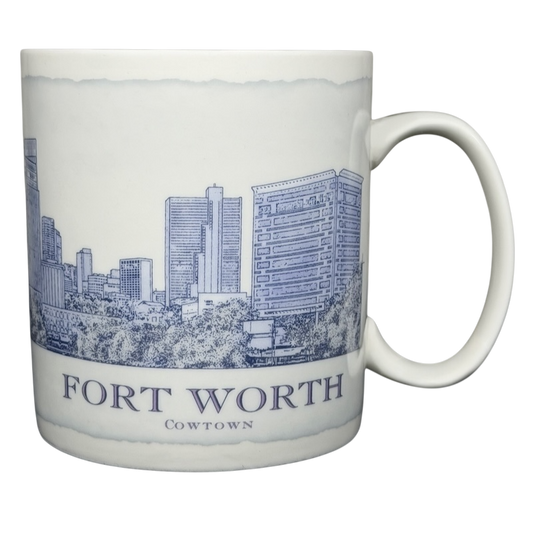 Starbucks Architect Series Fort Worth vintage mug featuring a detailed skyline illustration