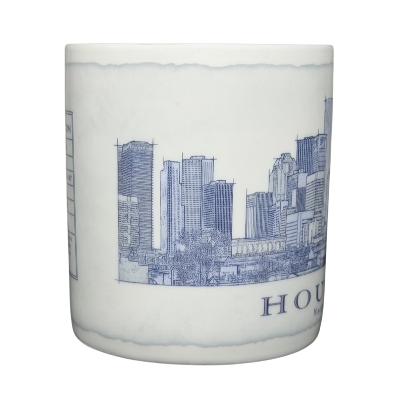 Starbucks Architect Series Houston vintage mug featuring city skyline illustration and blue details