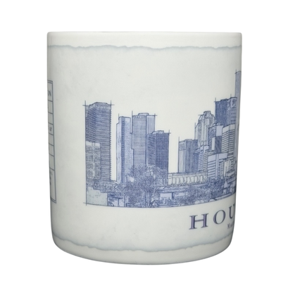 Starbucks Architect Series Houston vintage mug featuring city skyline illustration and blue details