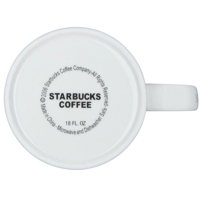 Bottom view of Starbucks Architect Series Houston vintage mug showcasing the brand logo and care instructions