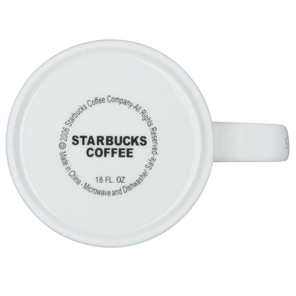 Bottom view of Starbucks Architect Series Houston vintage mug showcasing the brand logo and care instructions