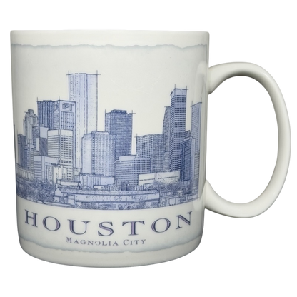 Starbucks Architect Series Houston vintage mug featuring a detailed city skyline illustration