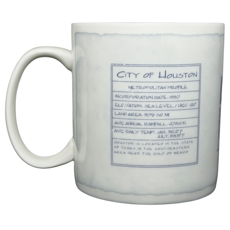 Starbucks Architect Series Houston vintage mug featuring city profile details and elevation information